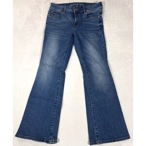 American Eagle Kick Boot Jeans Womens 8 X Short Dark Wash Bootcut Denim Stretch
